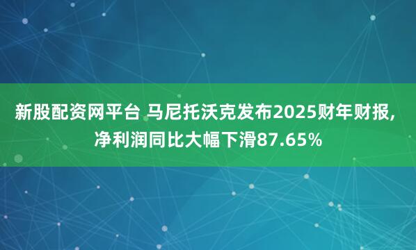新股配资网平台 马尼托沃克发布2025财年财报, 净利润同比大幅下滑87.65%